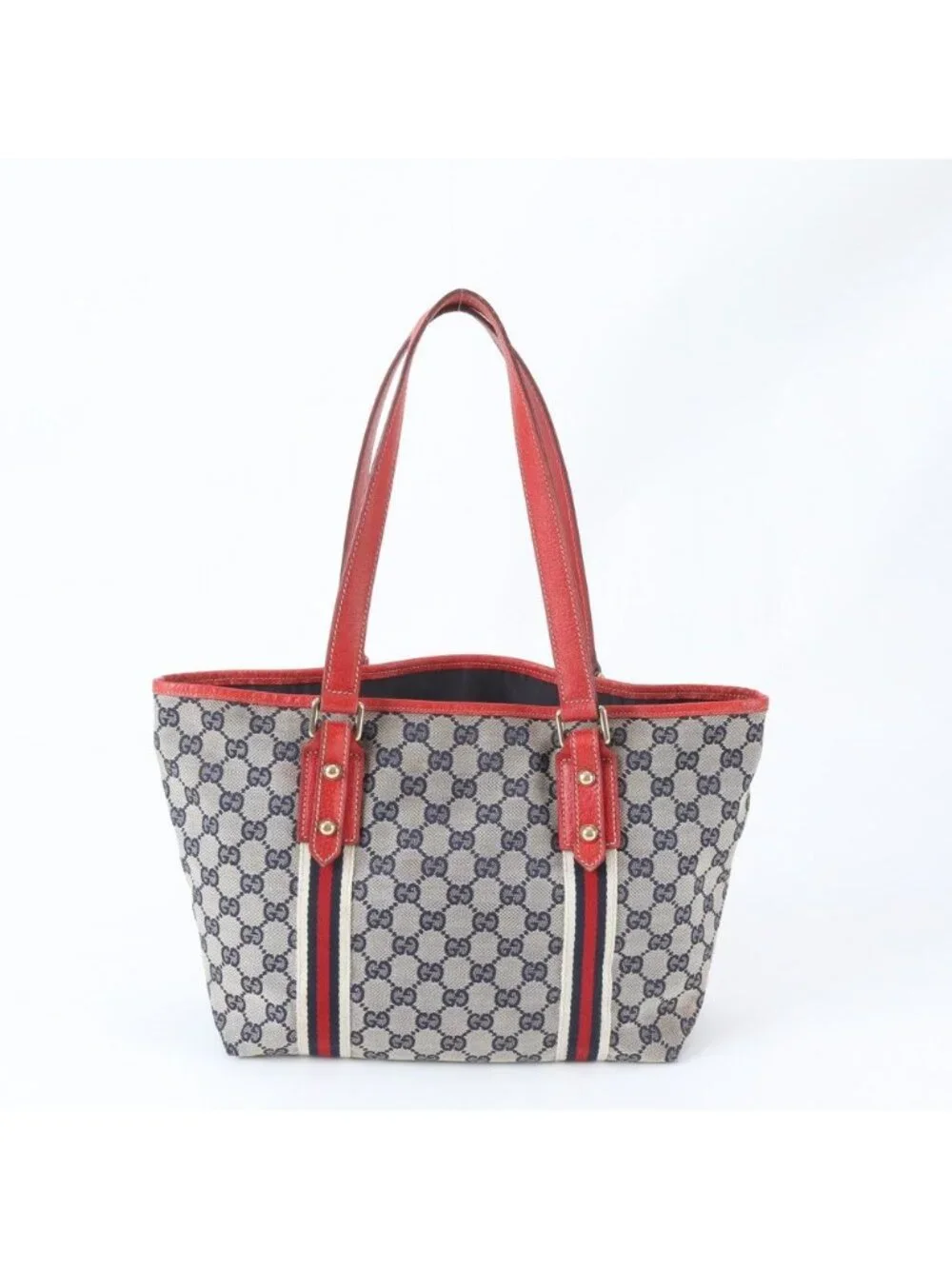 ★SOLD★ Gucci GG Canvas Sherry Charm Leather Tote Shoulder Bag - Picture 3 of 10